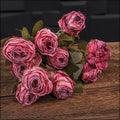 artificial 5 heads silk single stem flowers