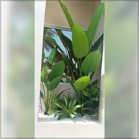 large artificial banana leaves