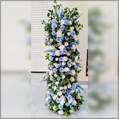 blue flower pillars for decoration