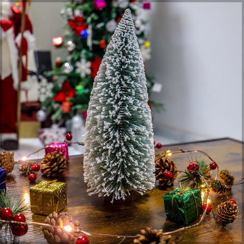 1Pack/ Piece Miniature Frosted Fake Christmas Tree  (Other Decoration Items not Included)