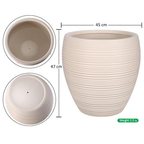 Ribbed Design Plastic Planter