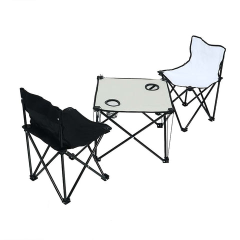 set of 2 folding chairs with folding table