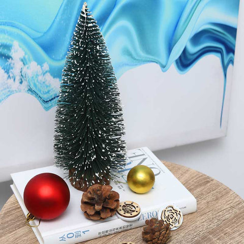Mini Christmas Tree With Wooden Base per Pack/Piece ( other decoration items not included)