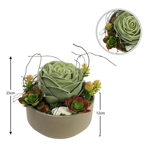 Artificial green succulent pot