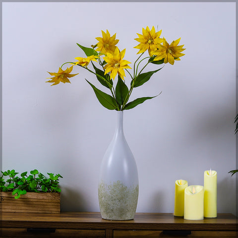 artificial sunflower with greenery