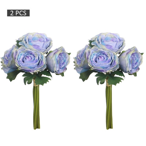 2 bunches fake silk roses