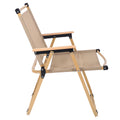 portable foldable camping chair with wooden arms