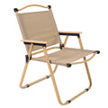 foldable camping chair with wooden armrest