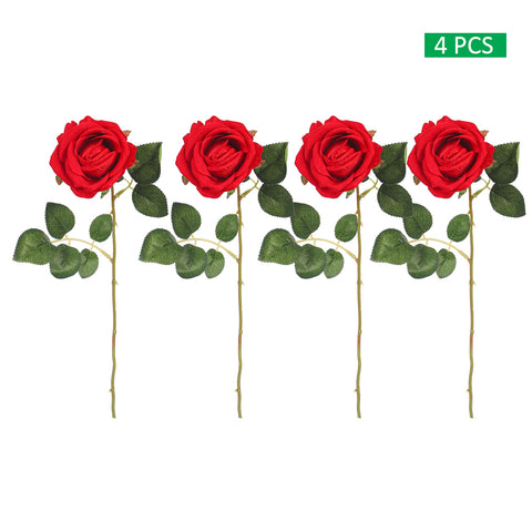 Realistic Faux Single Rose  Stem Flower