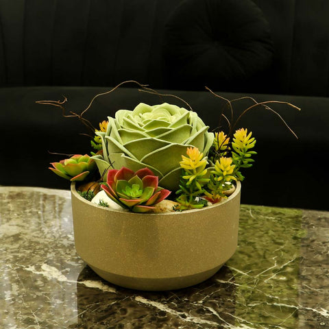 Artificial potted succulent plant green
