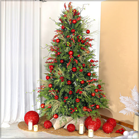 Green Christmas Tree with Cypress Leaves