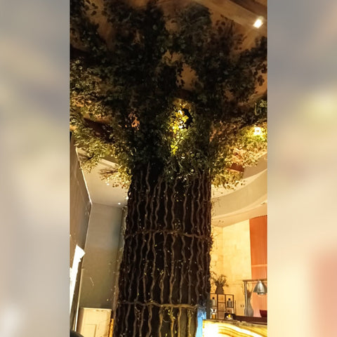 indoor tree wall decor installation