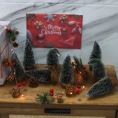 Mini Christmas Tree With Wooden Base per Pack/Piece ( other decoration items not included)