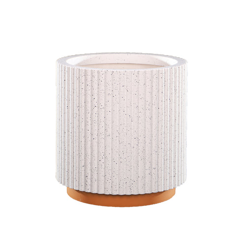 Modern Ribbed Plastic Planter with Terracotta Base