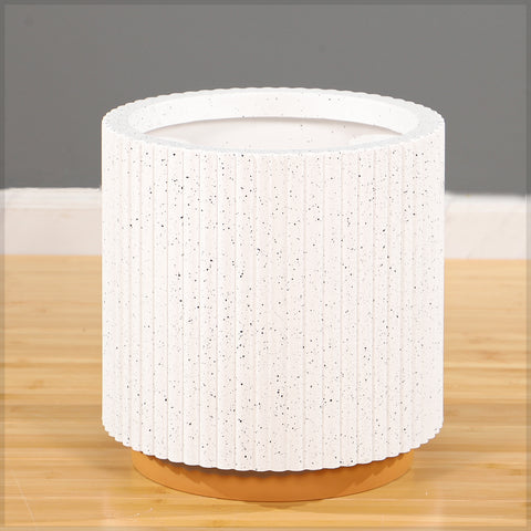Modern Ribbed Plastic Planter with Terracotta Base