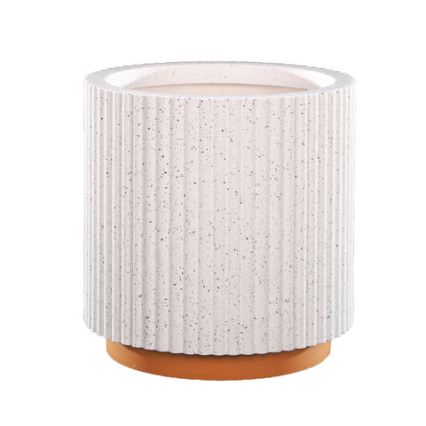Modern Ribbed Plastic Planter with Terracotta Base