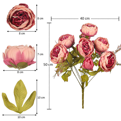 2-Packs  Artificial Silk Peony Bunch Flowers