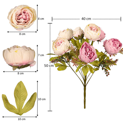 2-Packs  Artificial Silk Peony Bunch Flowers
