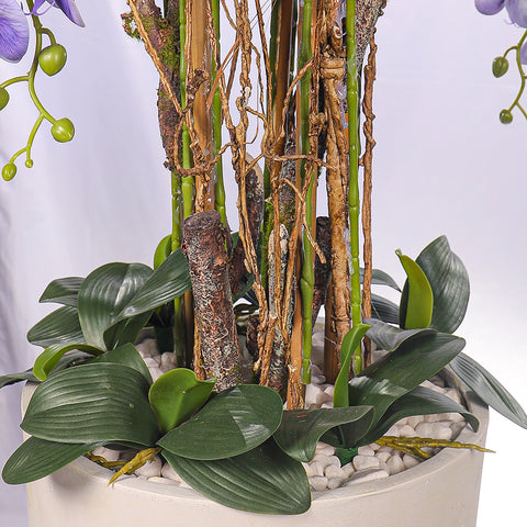 Faux purple orchid centerpiece