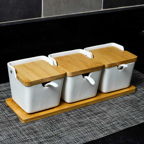 spice containers, wooden rack for clothes