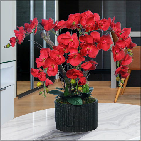Artificial red orchid flowers