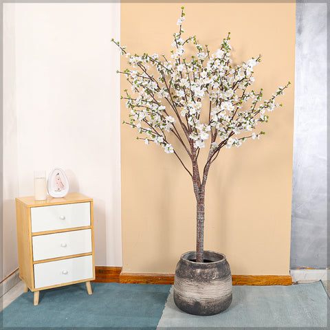 large round concrete planters