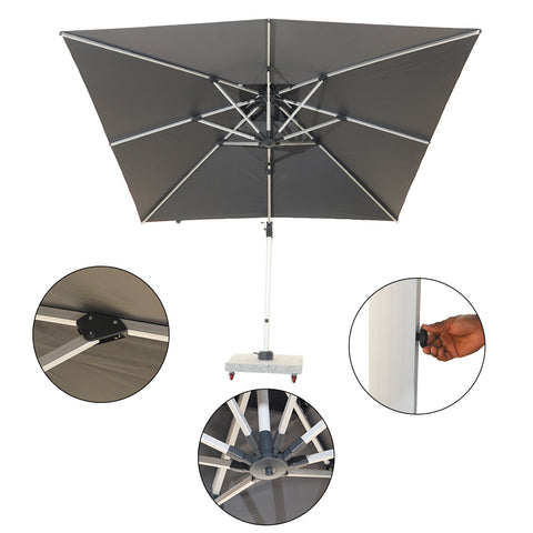 3m Cantilever Garden Parasol  with 150kg Marble Base