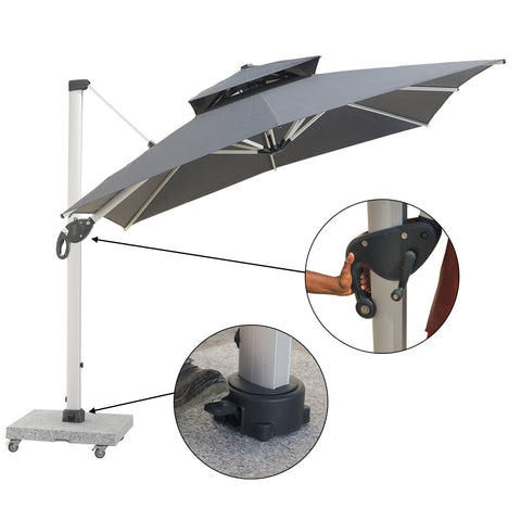 3m Cantilever Garden Parasol  with 150kg Marble Base