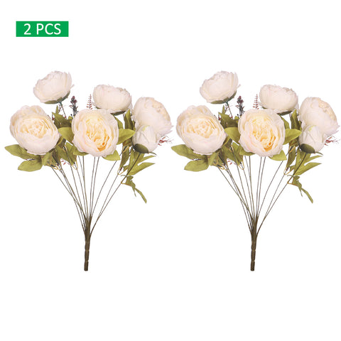 2-Packs  Artificial Silk Peony Bunch Flowers