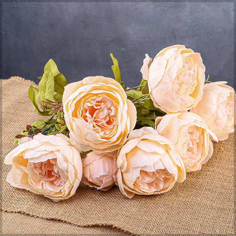 2-Packs  Artificial Silk Peony Bunch Flowers