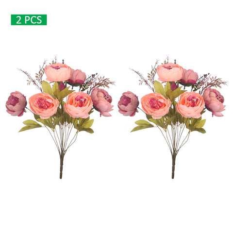 2-Packs  Artificial Silk Peony Bunch Flowers
