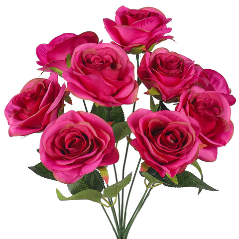 Lifelike artificial silk roses