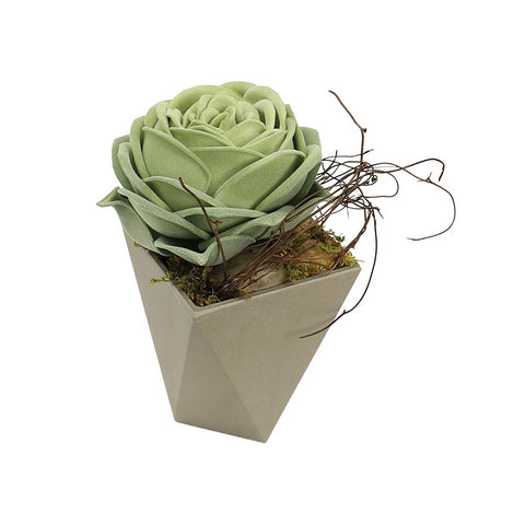 Green Faux Succulent Plant with Pot