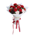 valentines forever white red roses bouquet