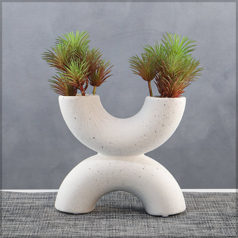Modern curved vases for home decor in white ceramic