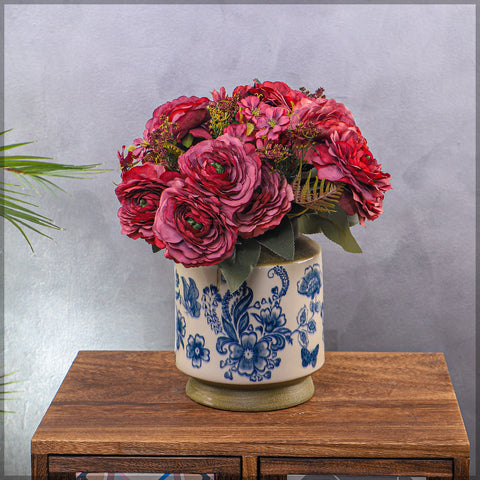 floral design vintage ceramic vase
