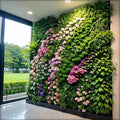 Wall decoration with artificial flowers and leaves